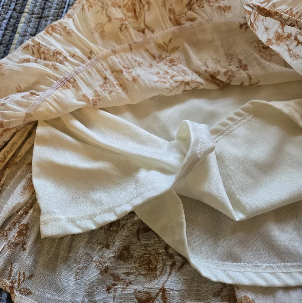 Boho Floral Puff Sleeve Gauzey Dress